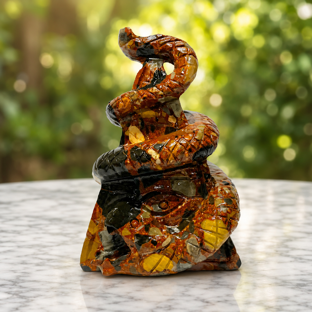Snake Carving Chrinoid Jasper 14.1 cm