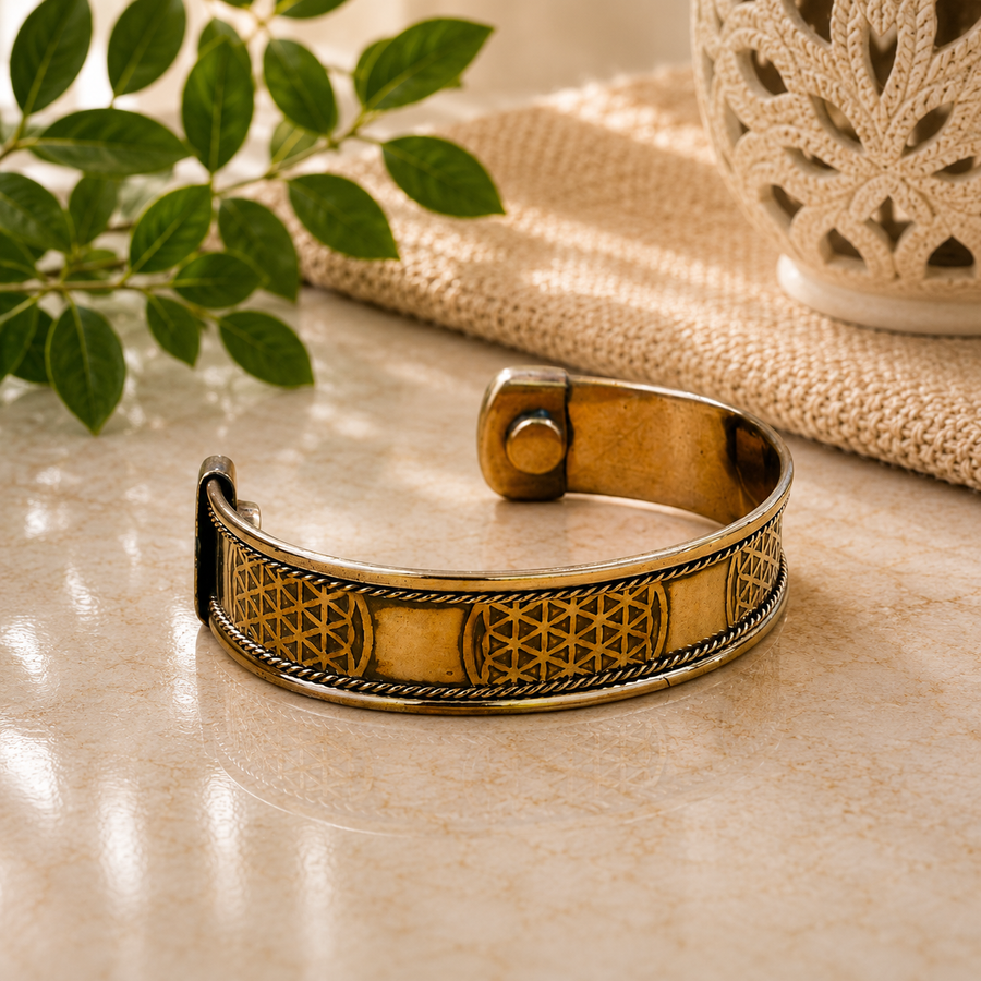 Bracelet Copper Wide Flower of Life Thick | Carpe Diem With Remi