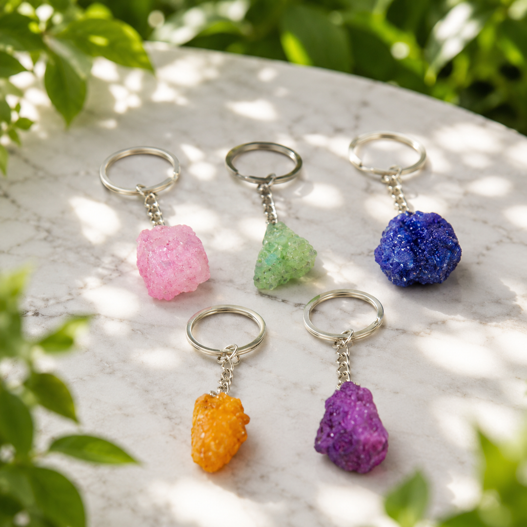 Keyring Geodes Dyed - Instore Only