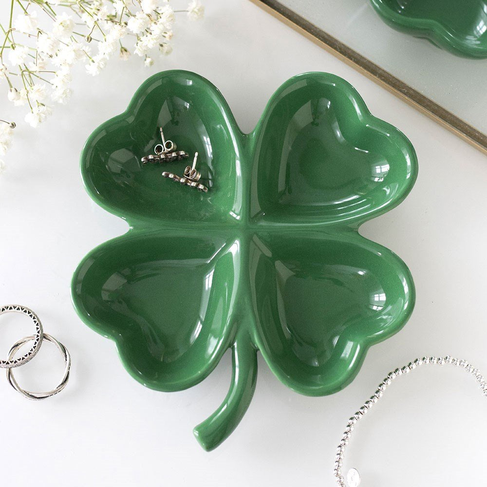 Trinket Dish Four Leaf Clover Ceramic
