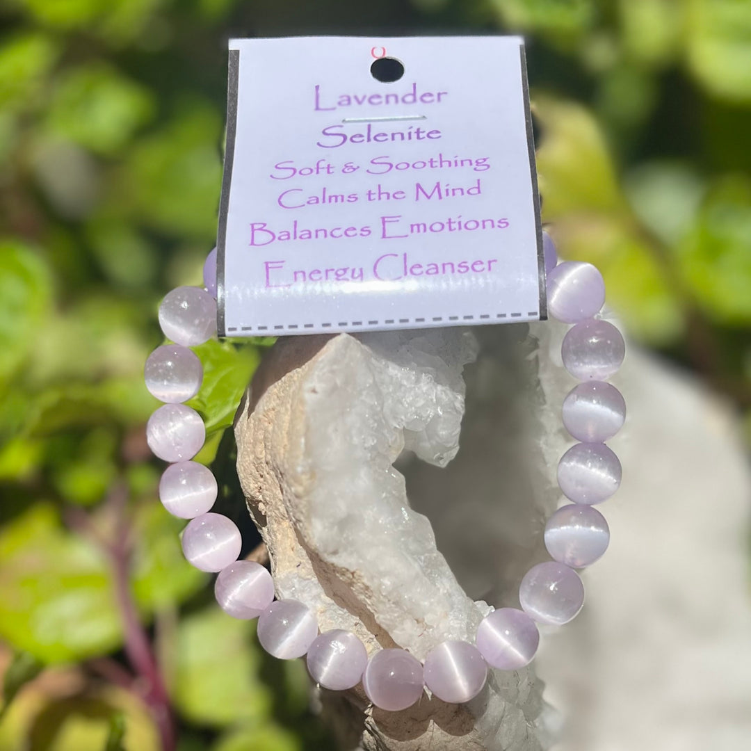 Bracelet Lavender Selenite 8mm Beads