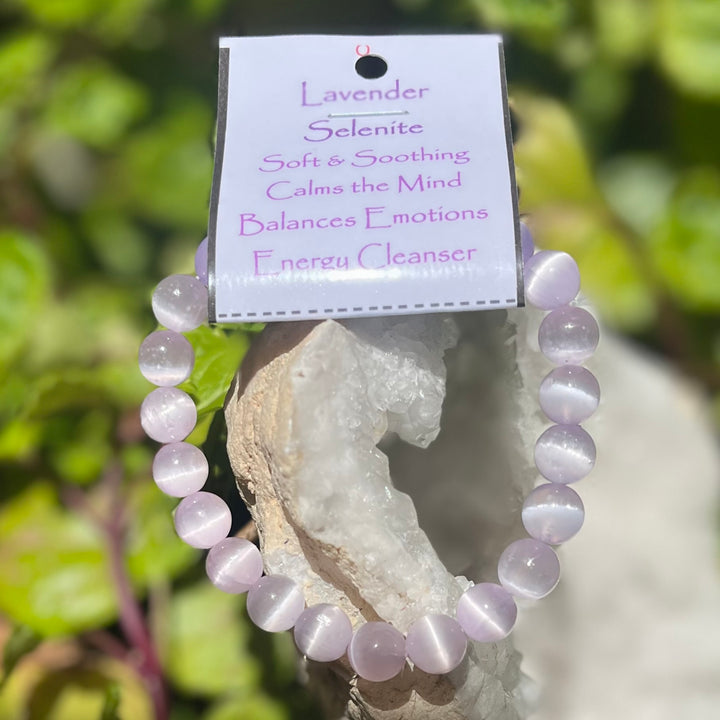 Bracelet Lavender Selenite 8mm Beads