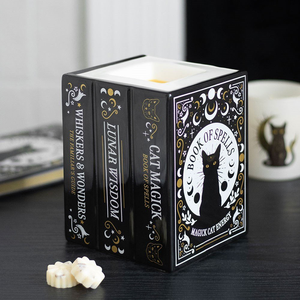 Oil Burner Wax Warmer Black Cat Book of Spells