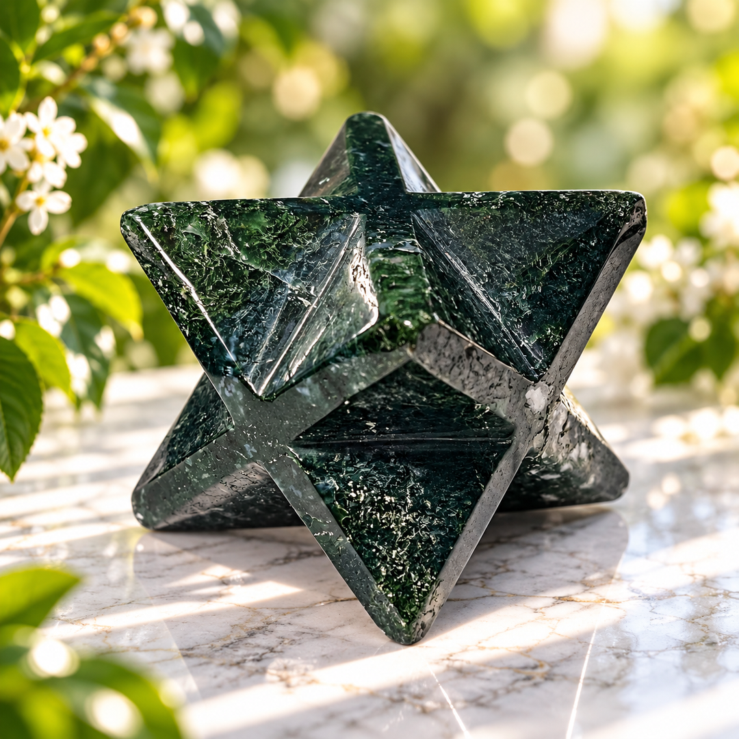 Merkaba Moss Agate 8.0 cm | Carpe Diem With Remi