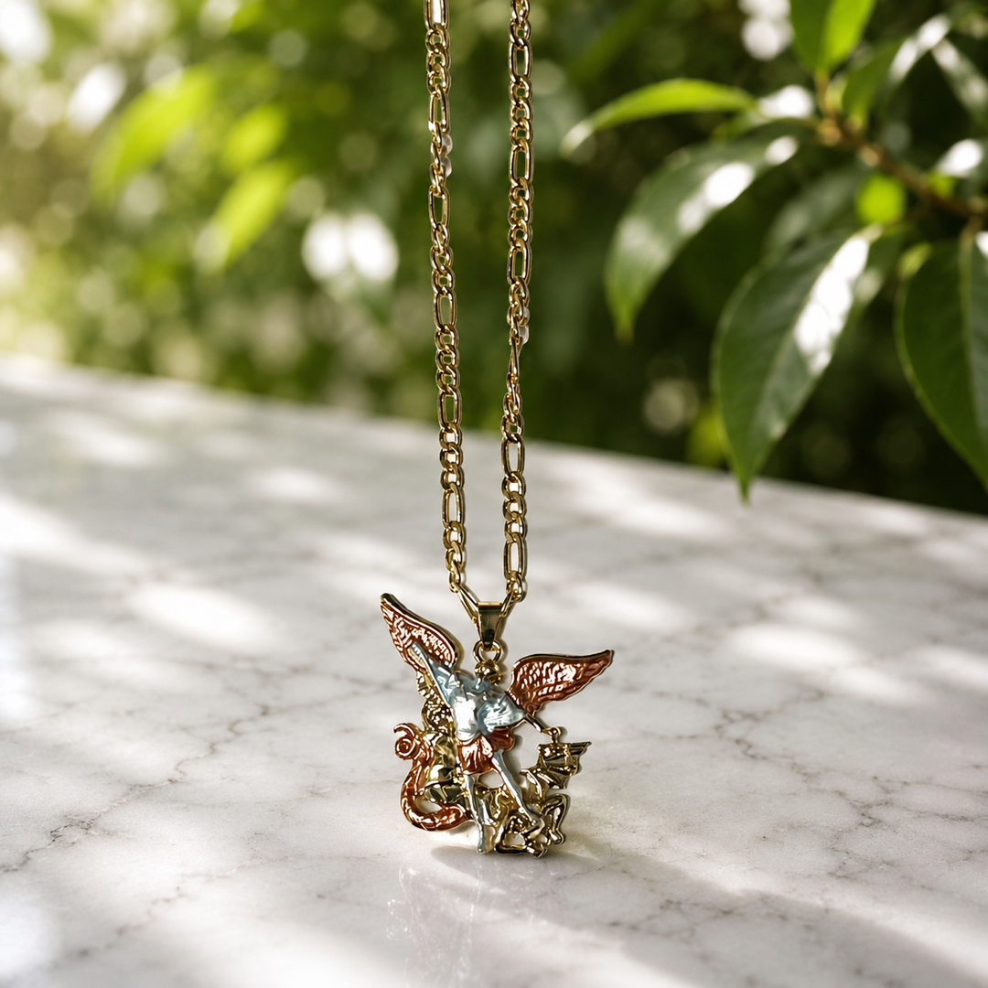 Necklace Archangel Michael Rose Gold Trim