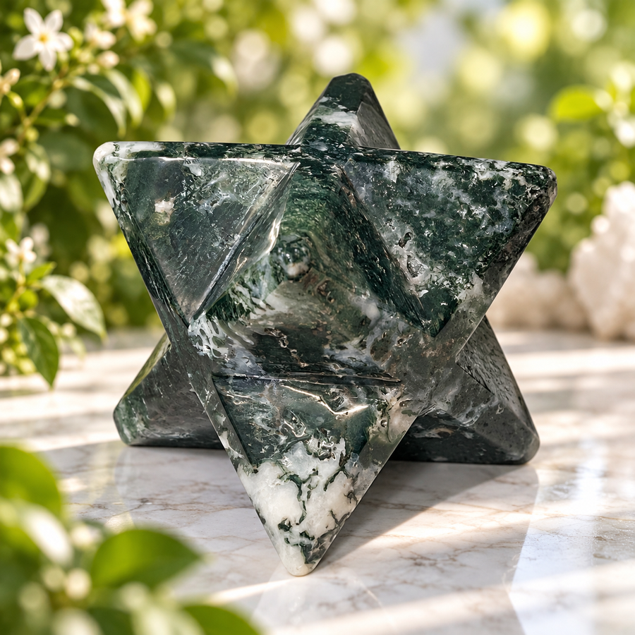Merkaba Moss Agate 9 cm | Carpe Diem With Remi