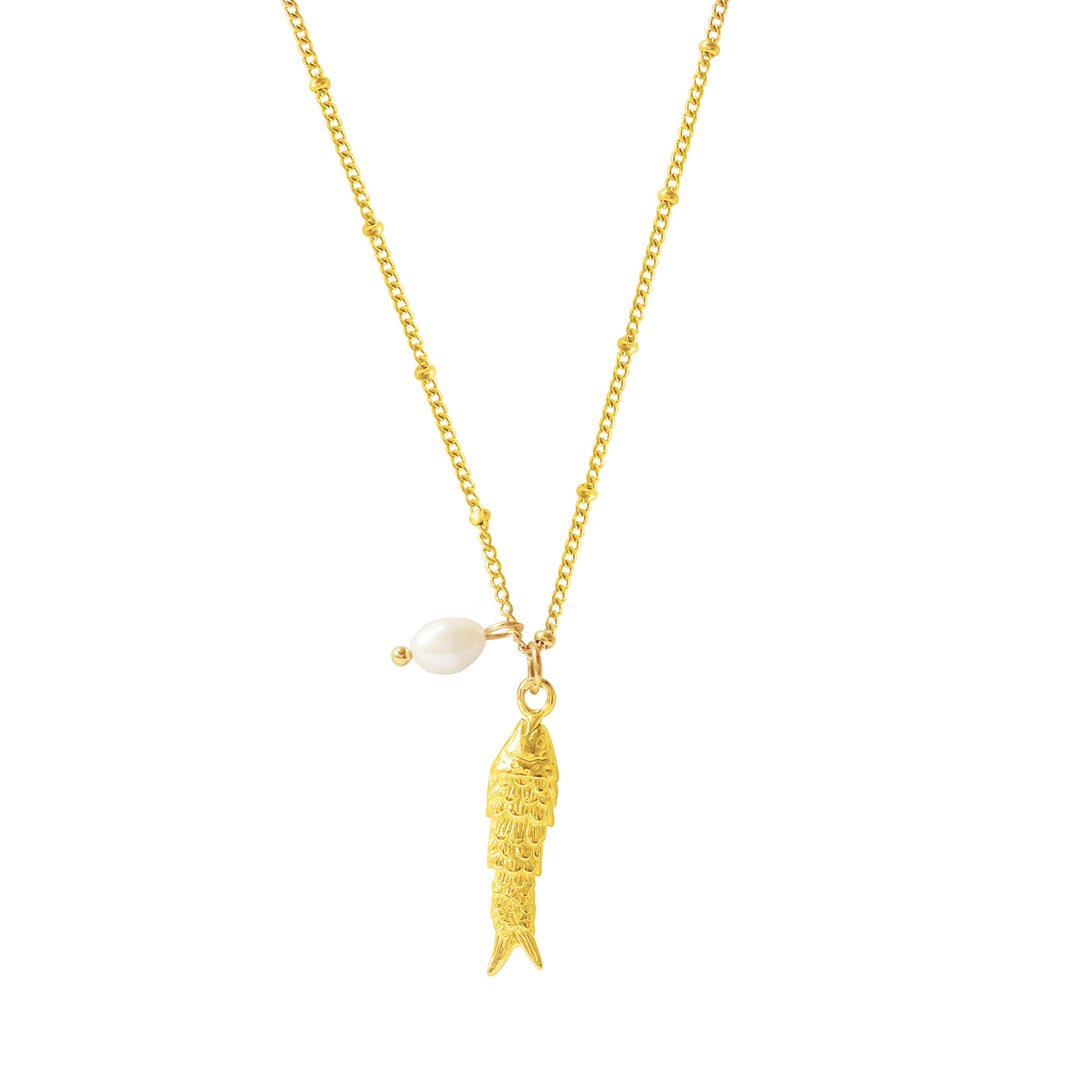 Necklace Fish Charm Gold Plate