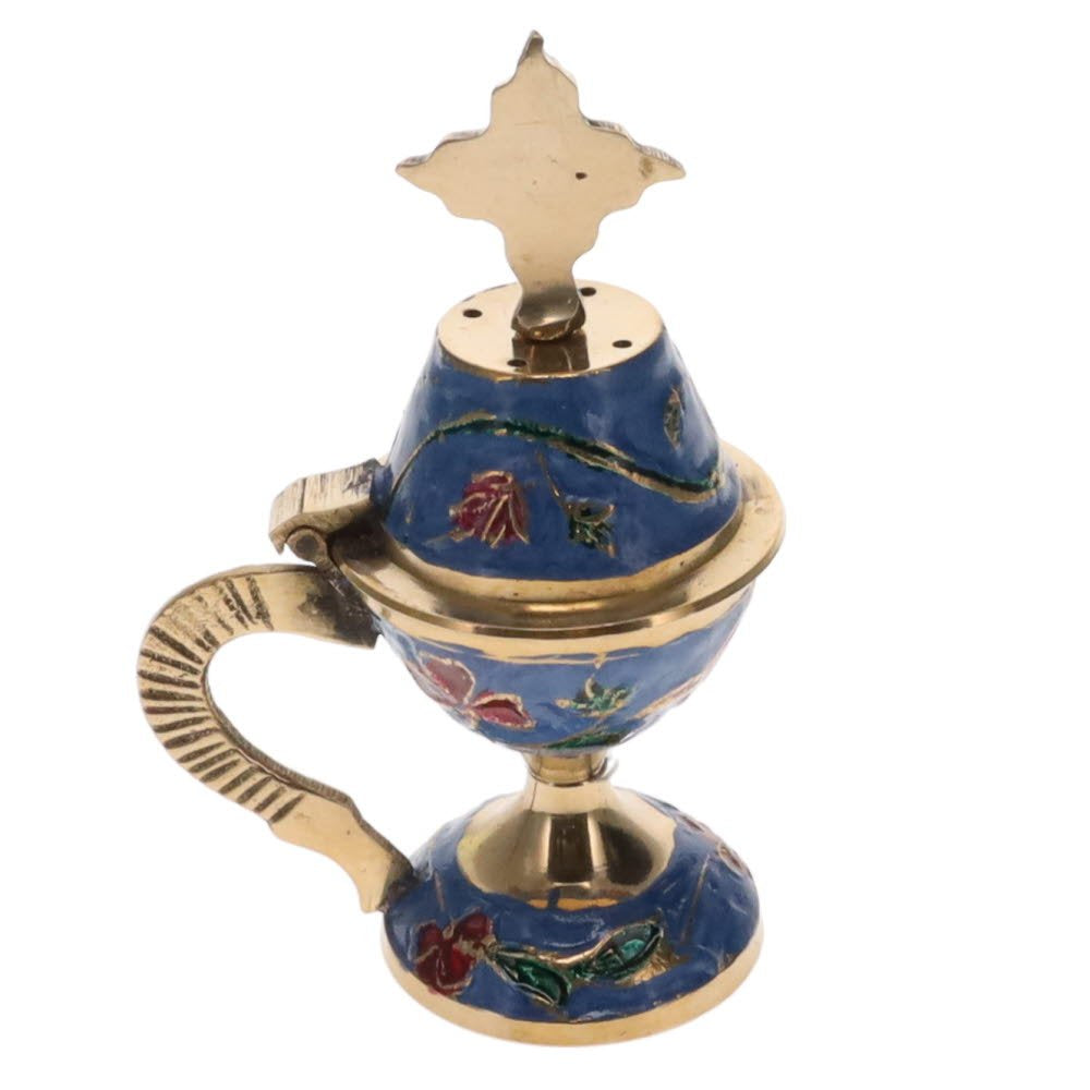 Incense Burner Floral Print Brass 10.5cm