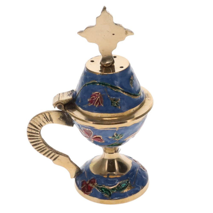 Incense Burner Floral Print Brass 10.5cm