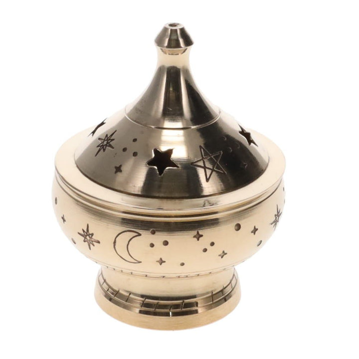 Incense Burner Celestial Engraved Brass 5.5cm