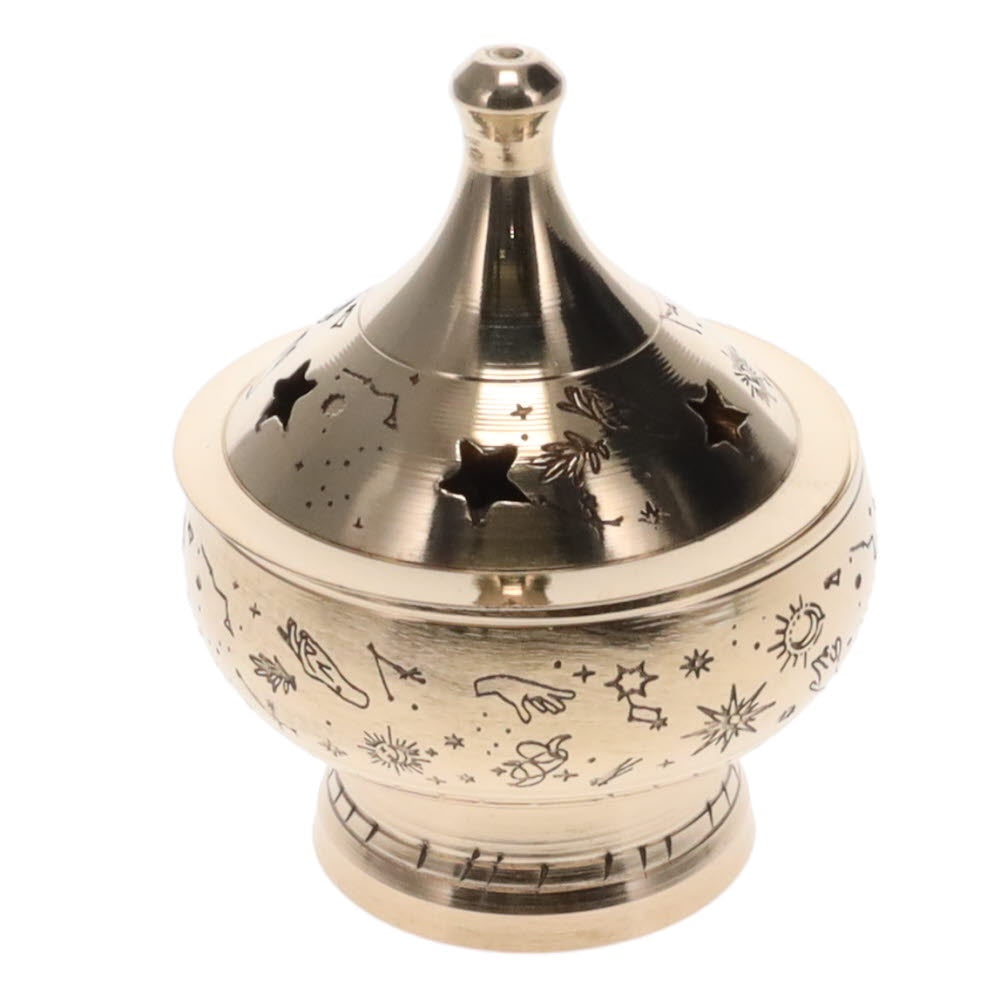Incense Burner Celestial Magic Engraved Brass 5.5cm