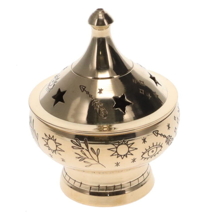 Incense Burner Evil Eye and Herbs Brass 5.5cm