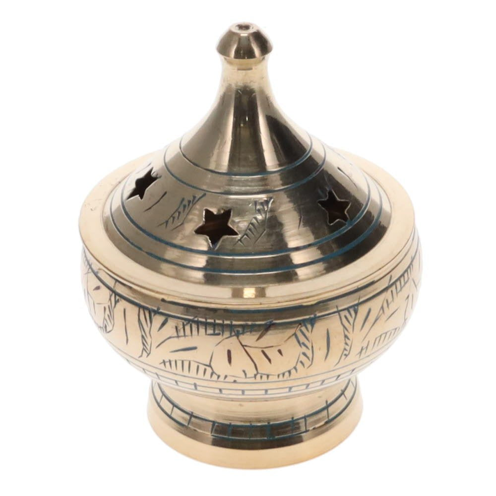 Incense Burner Brass Engraved Colour