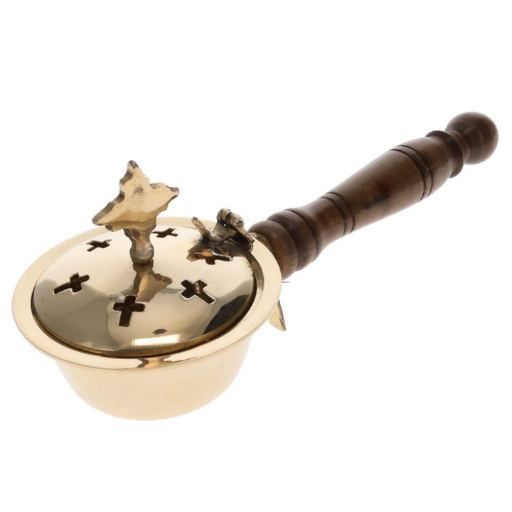Incense Burner Cross Brass with Handle