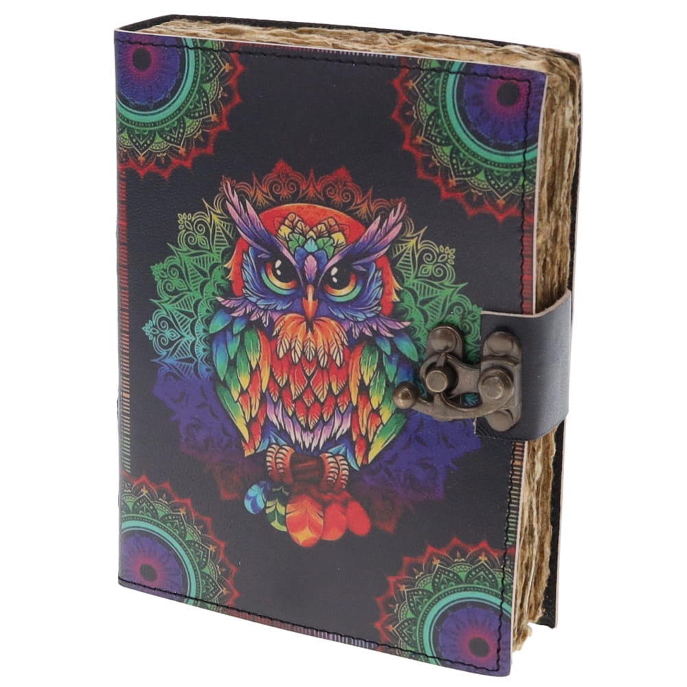 Journal Leather Owl Rainbow 17 cm