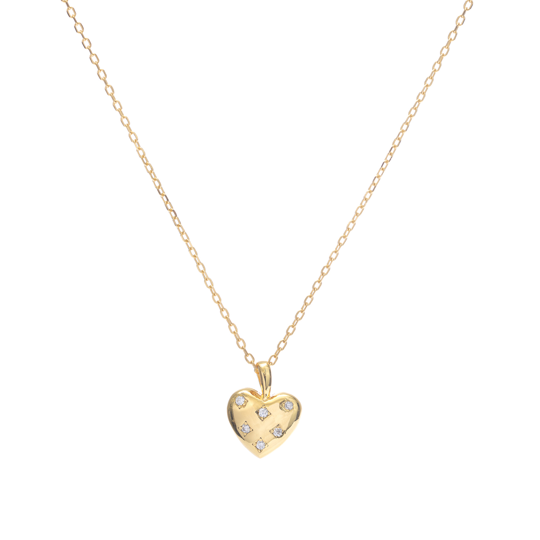 Necklace Heart Studed Gold Plated