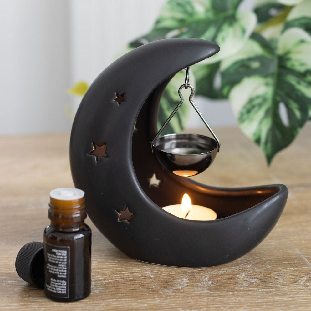 Oil Burner Moon Black Crescent