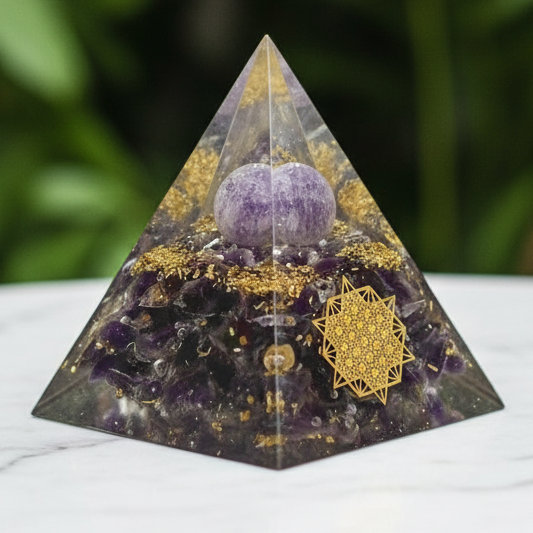Pyramid Sphere Amethyst 7.5 cm