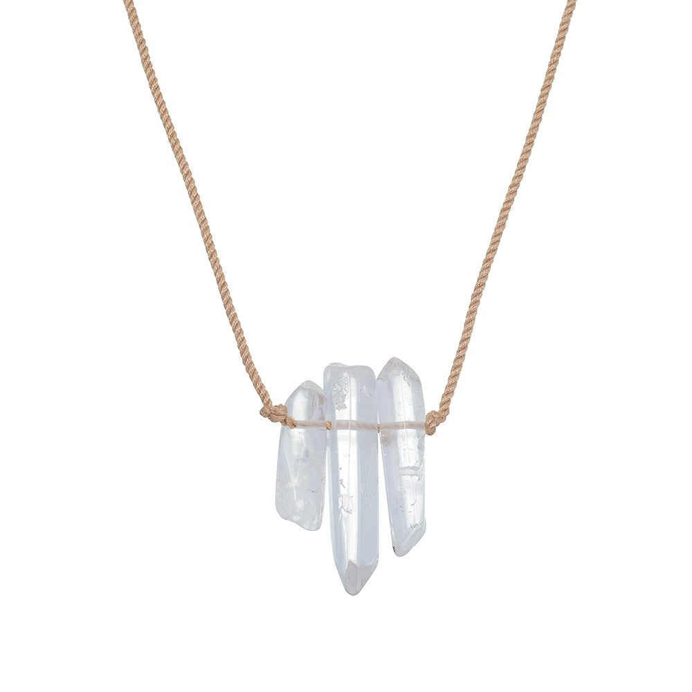 Necklace Clear Quartz Triple Raw Choker