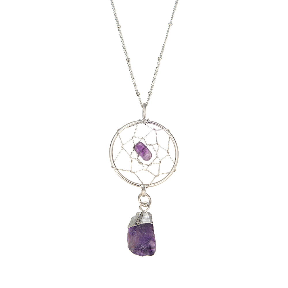 Necklace Amethyst Raw Deamcatcher Gold
