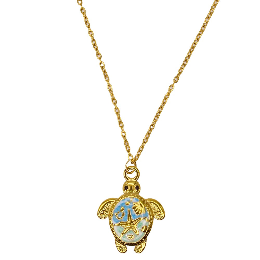 Necklace Gold Turtle Enamel Gold