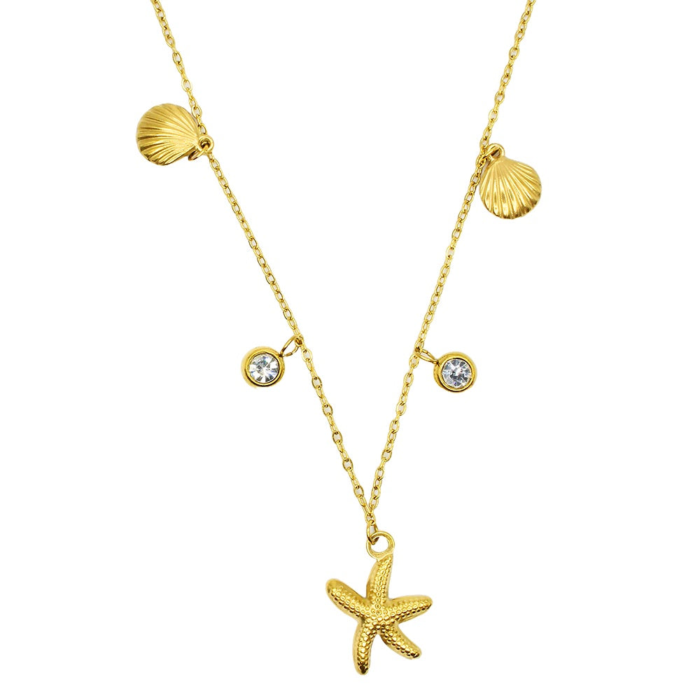 Necklace Starfish and Shells Gold
