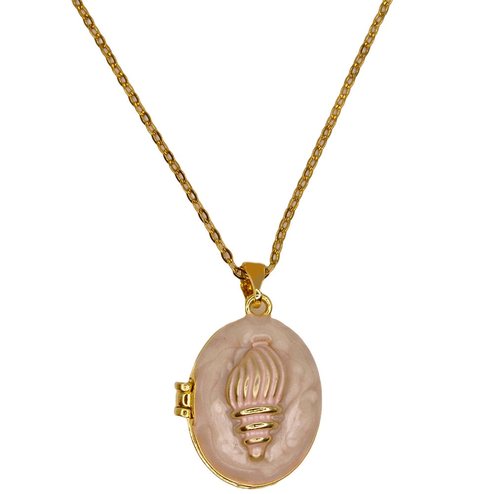 Necklace Shell Locket Dusky Pink