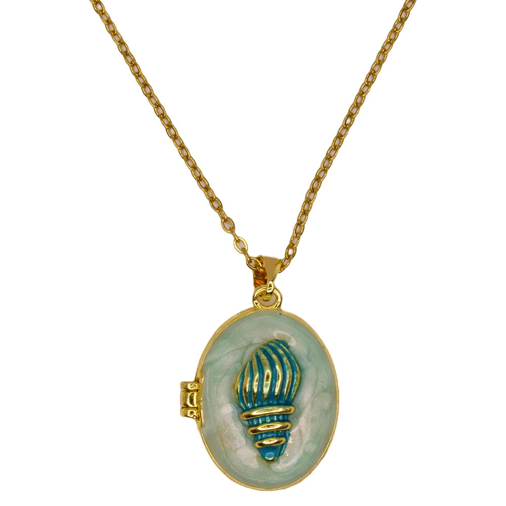 Necklace Shell Locket Baby Blue