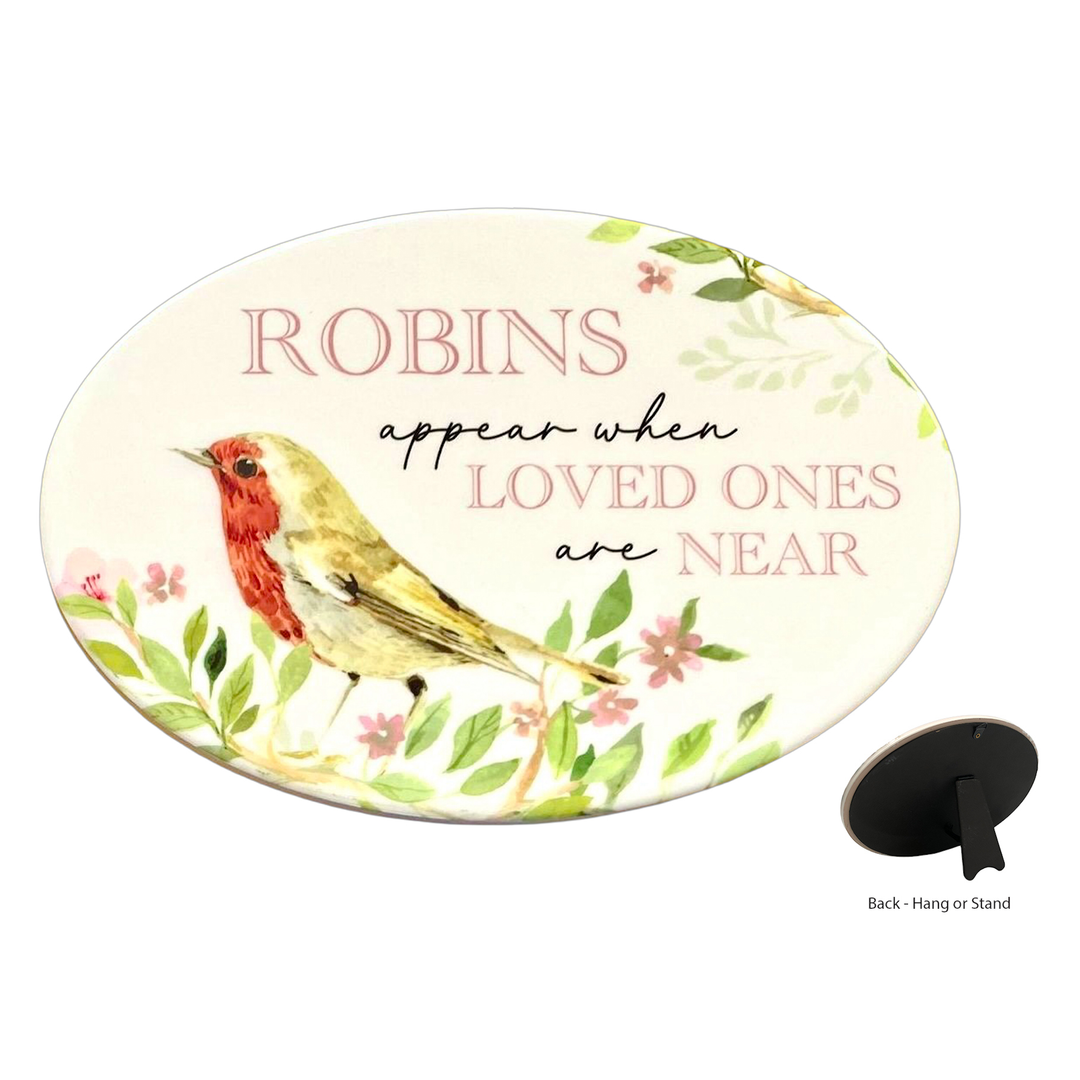 Plaque Red Robin Ceramic Oval 23 cm - Instore Only