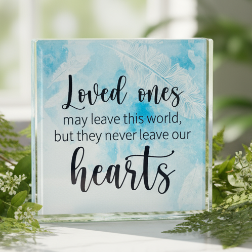 Plaque Memorial Crystal Block Loved Ones