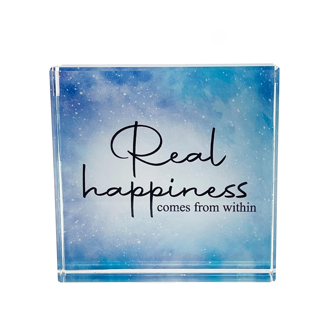 Crystal Block Real Happiness 8 cm - Instore Only
