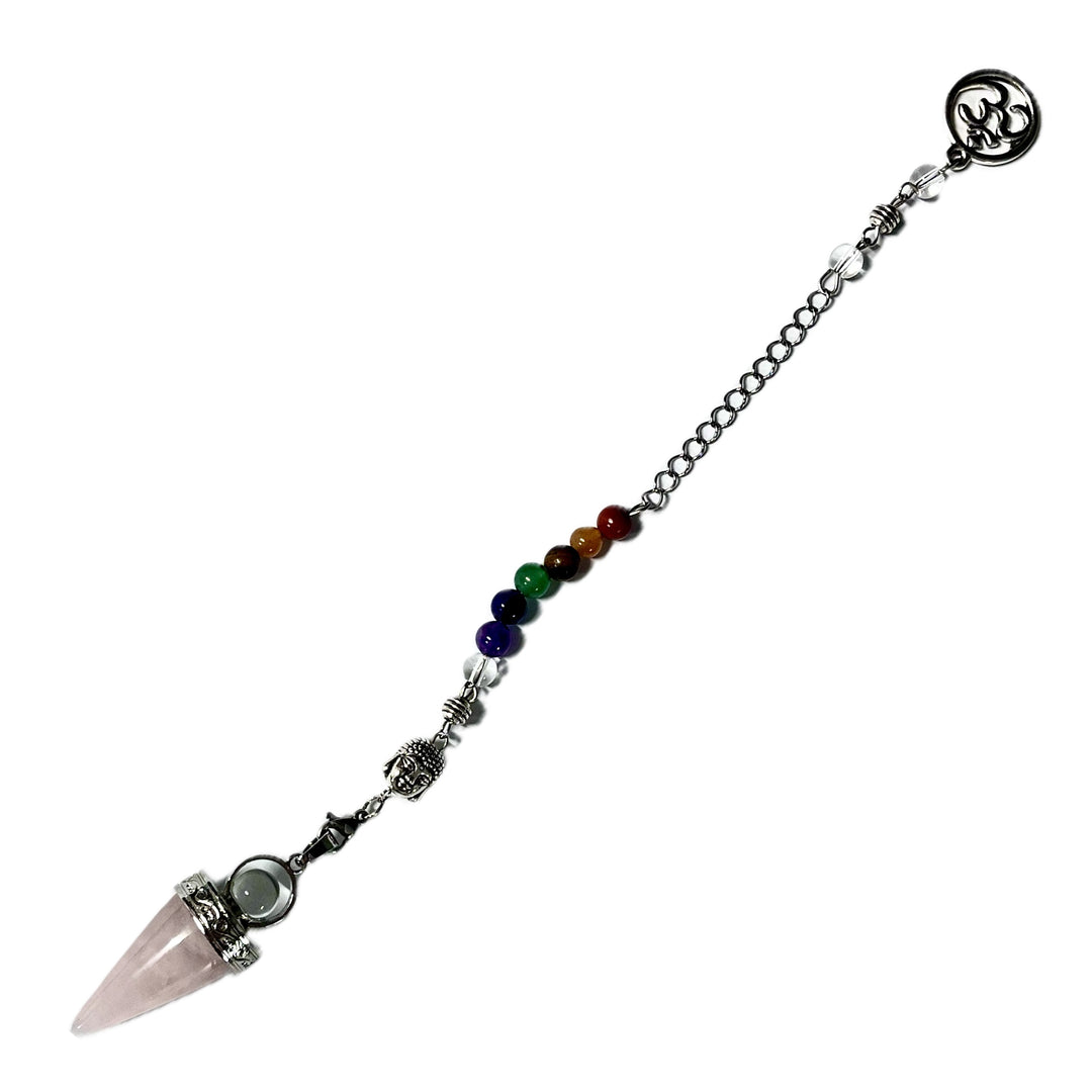 Pendulum Rose Quartz with Chakra Beads