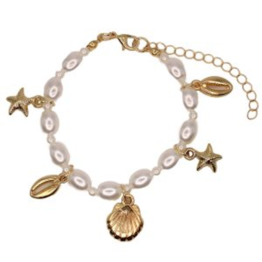 Bracelet Pearl with Gold Sea Charms | Carpe Diem With Remi