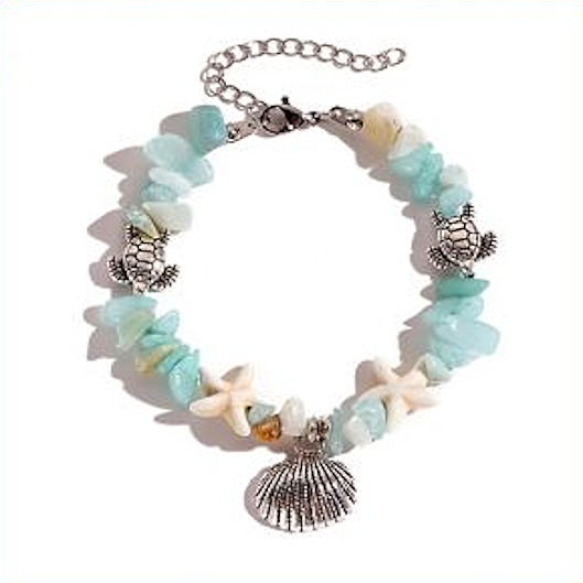 Bracelet Turtle and Clam Blue Chips | Carpe Diem With Remi