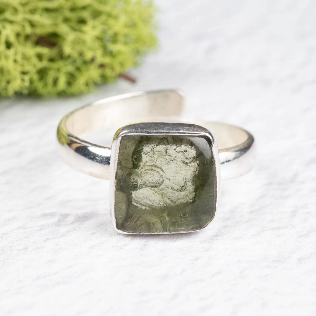 Ring Moldavite Polished Gem Quality