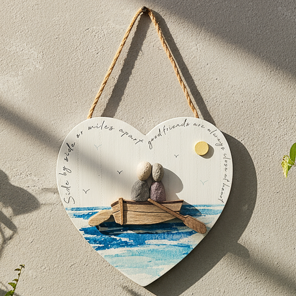 Plaque Heart Couple on Boat Hanging