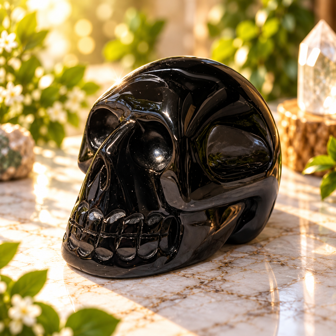 Skull Black Obsidian 6.6 cm | Carpe Diem With Remi