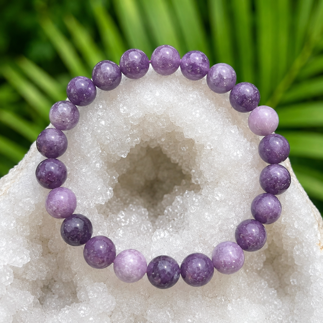 Bracelet Purple Mica 8mm Beads