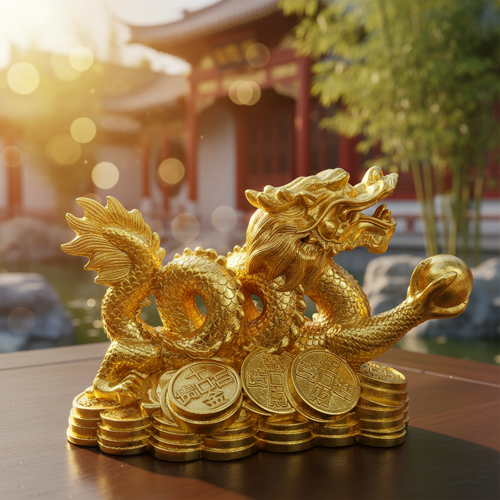 Dragon Chinese Money Gold 19 cm