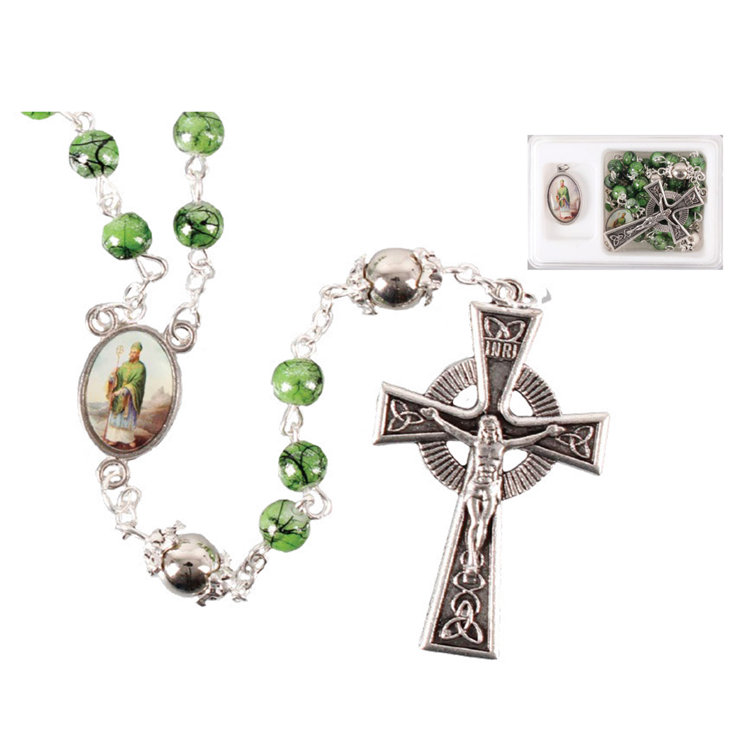 Rosary Beads Glass St Patrick
