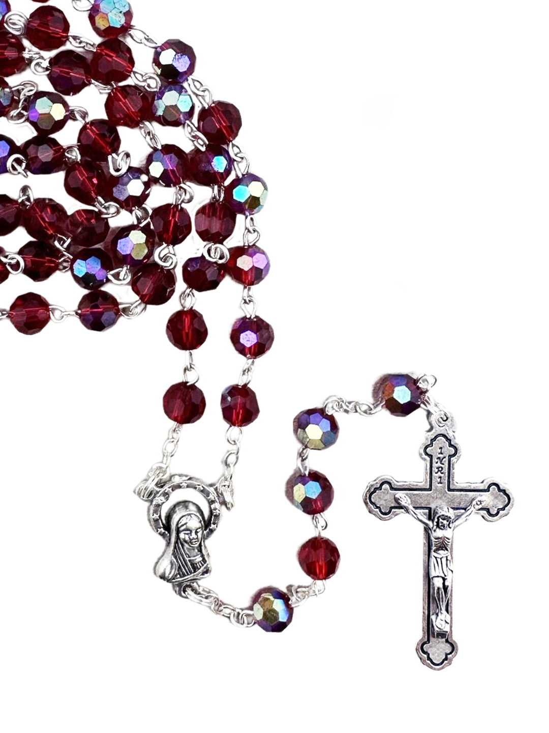 Rosary Beads Red Aurora Borealis 5mm