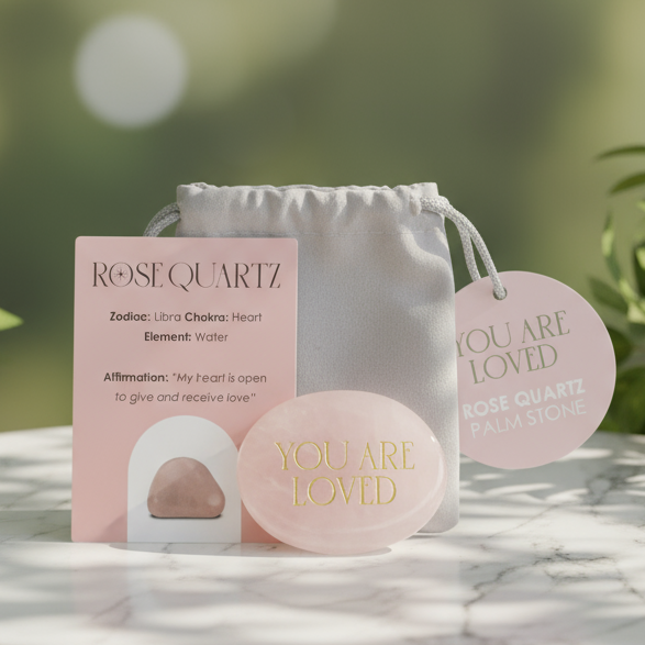 Palm Stone Rose Quartz You Are Loved