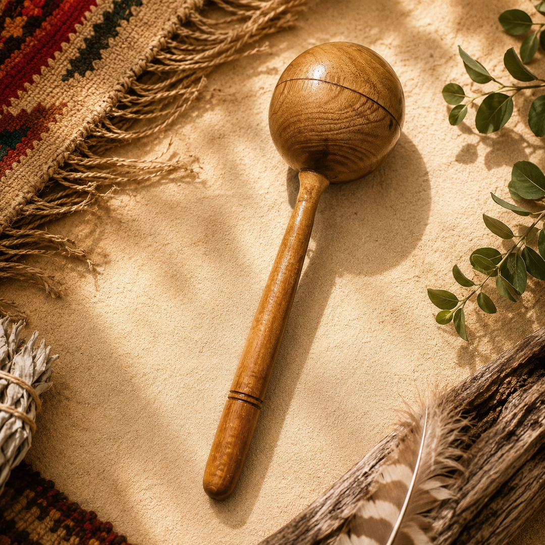 Medicine Rattle Natural Wood - Instore Only