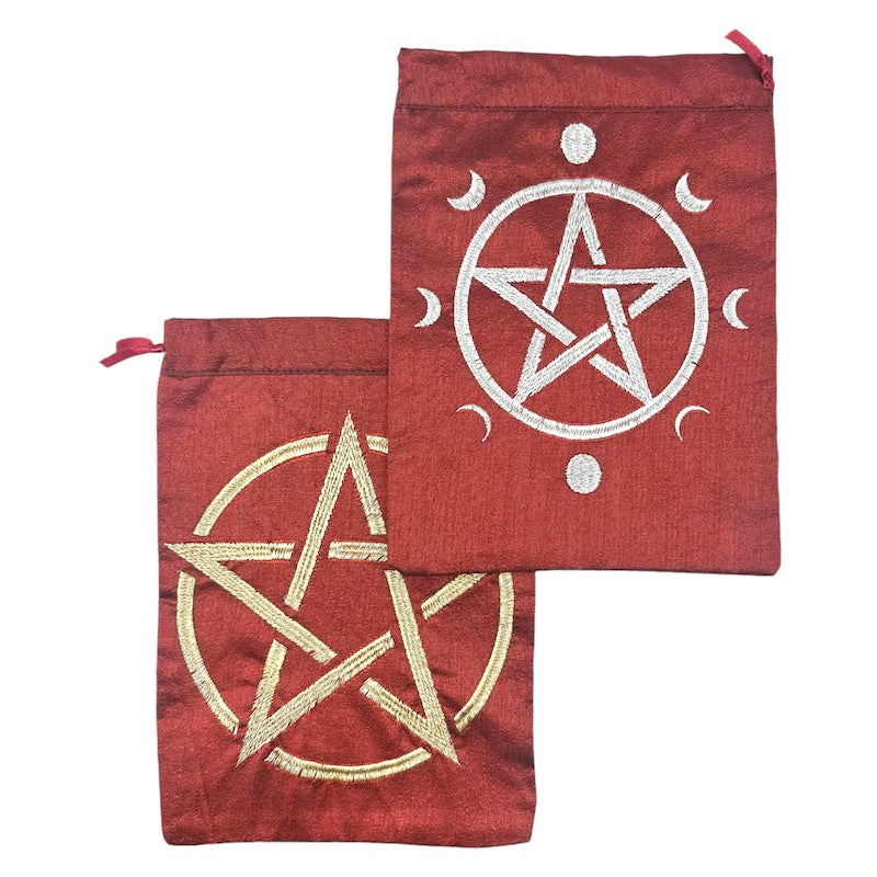 Tarot Pouch Symbols Red