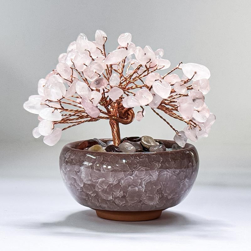 Bonsai Tree Rose Quartz Chip 8.0 cm