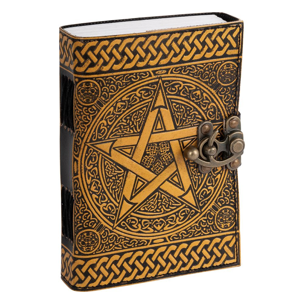 Journal Leather Pentacle Golden 18 cm