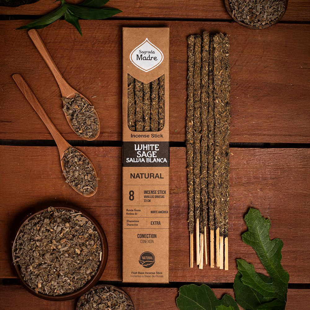 White Sage Sagrada Madre Natural Incense 8 Sticks | Carpe Diem With Remi