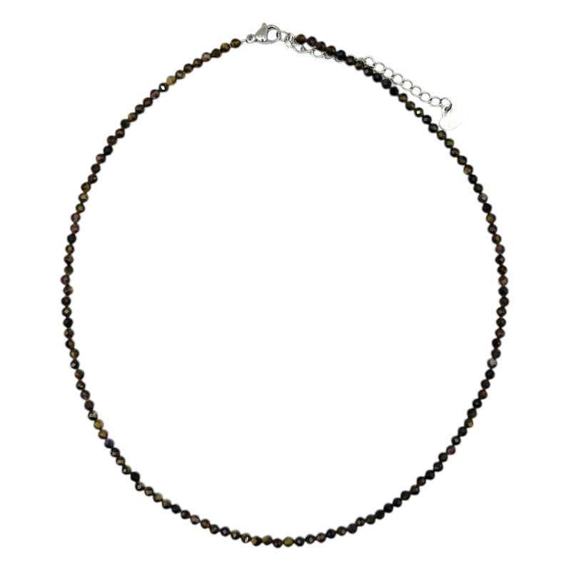 Necklace Black Obsidian Faceted 3mm Beads
