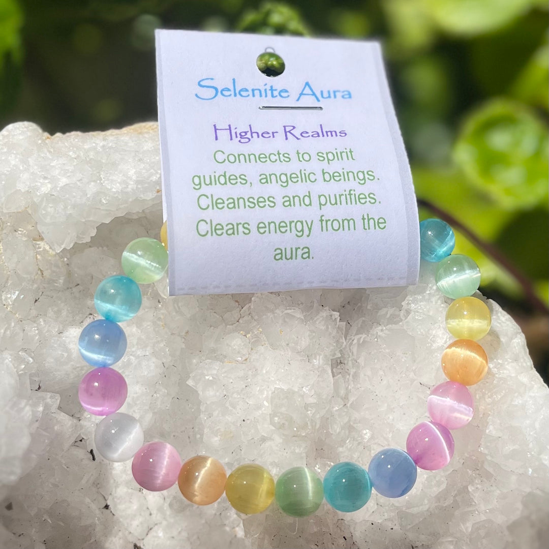 Bracelet Rainbow Aura Selenite 8mm