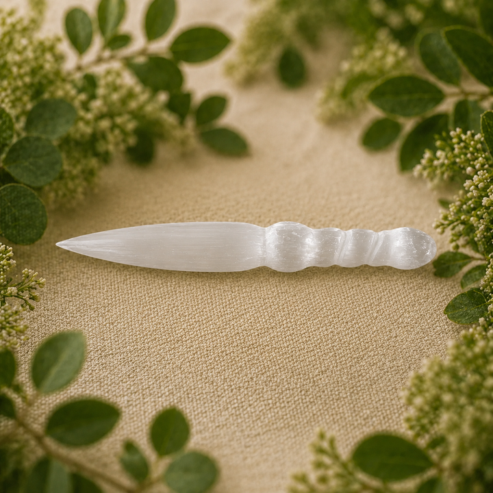 Knife Selenite Spiral with Heart 20cm - Instore Only | Carpe Diem With Remi